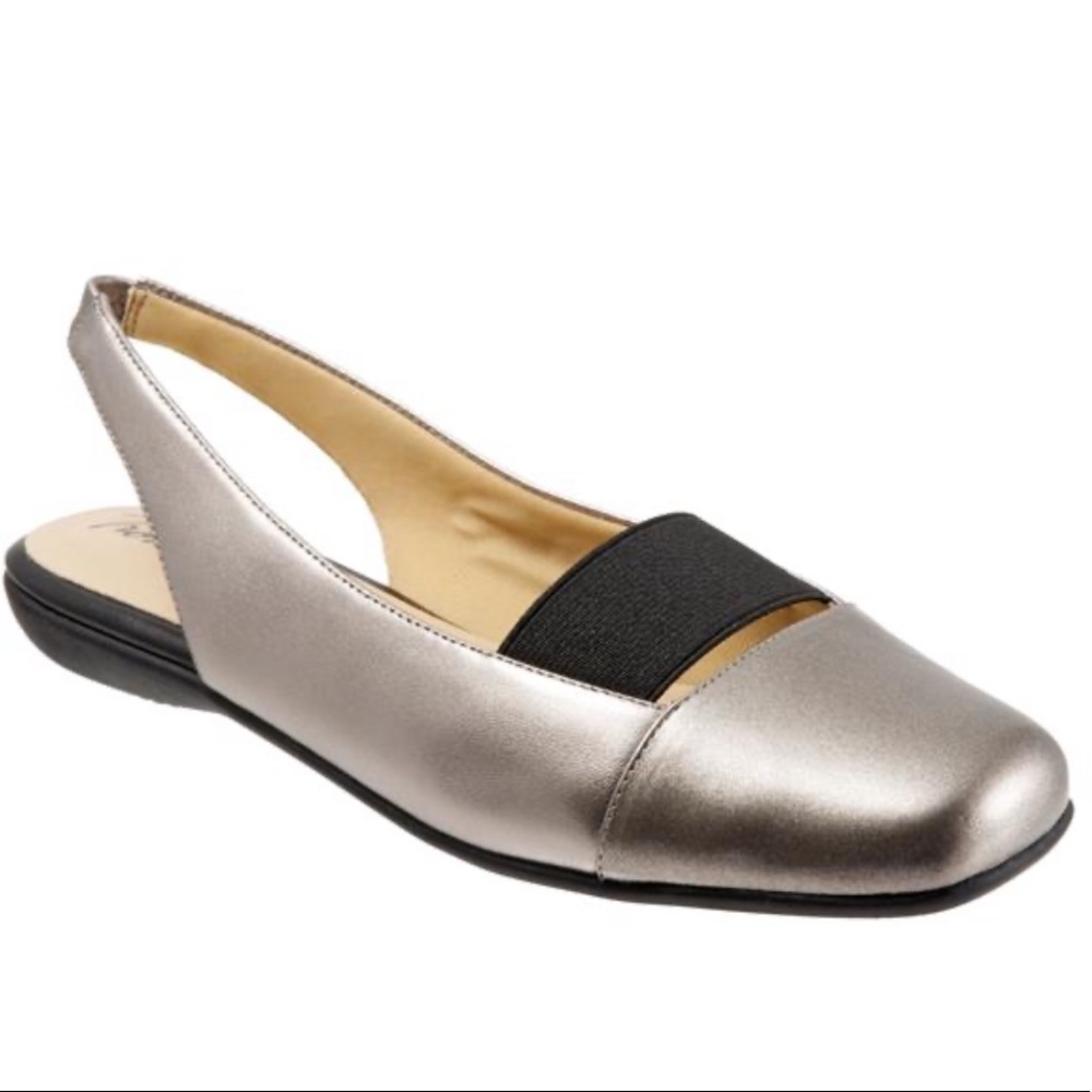 Bronze Closed Toe Slingback Comfort Mule Flats - Picture 15 of 15
